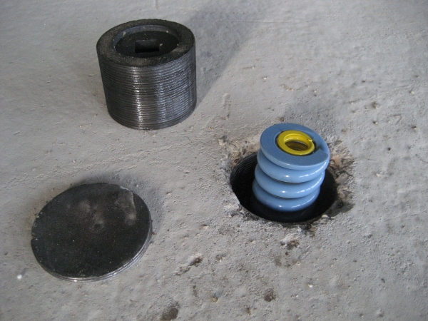 One of the spring sets on the cured slab