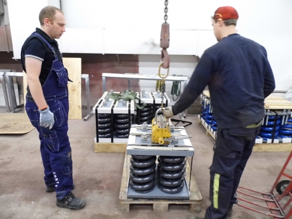 Spring Mounts being lifted with crane