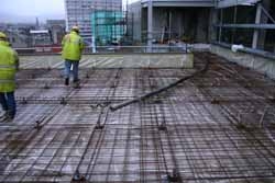 Pump line in place ready for pour