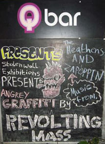Stolen Wall Exhibitions - Revolting Mass Graffiti Show - Q-Bar, Falmouth, Cornwall Revolting Mass Street Art Gallery - Stolen Wall Exhibitions, Q-Bar, Falmouth, Cornwall