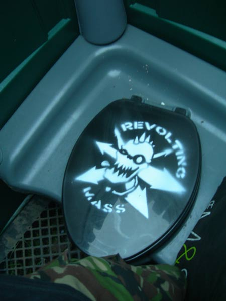 Festie toilet stencil warning