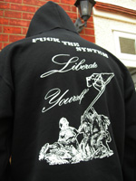 Back print on Hoodie - Fuck The System, Liberate Yourself - Anarchy Flag
