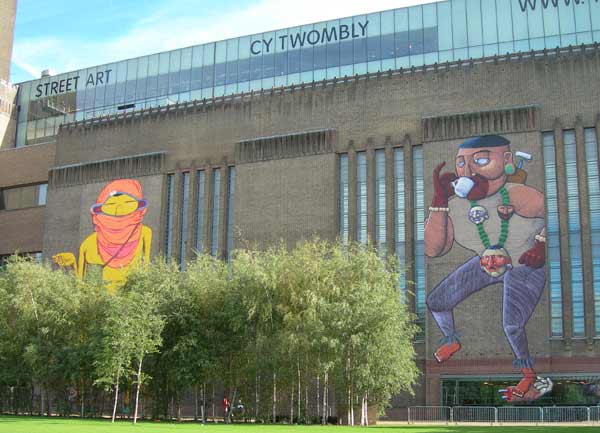 Offical street art on the front of the Tate Modern in London