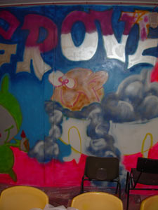 outlining for our graffiti mural - Graffiti Lessons