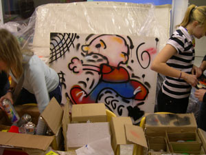 Packing up at the end of the graffiti lesson - Graffiti Lessons