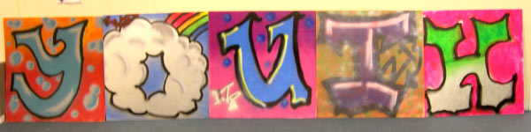 The finished graffiti lettering completed by the students - Graffiti Lessons
