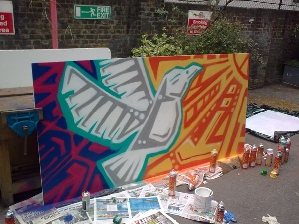 Dove of Peace almost done, we just need to add the outlines to this graffiti - Revolting Mass