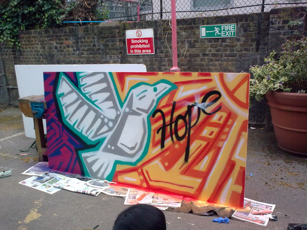 The finished piece created by Revolting Mass & the students at Tower Hamlet College East London
