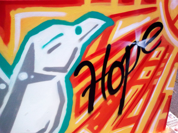 Another close up of the 'Dove of Peace' created by the students & Revolting Mass at graffiti sessions at Tower Hamlet College